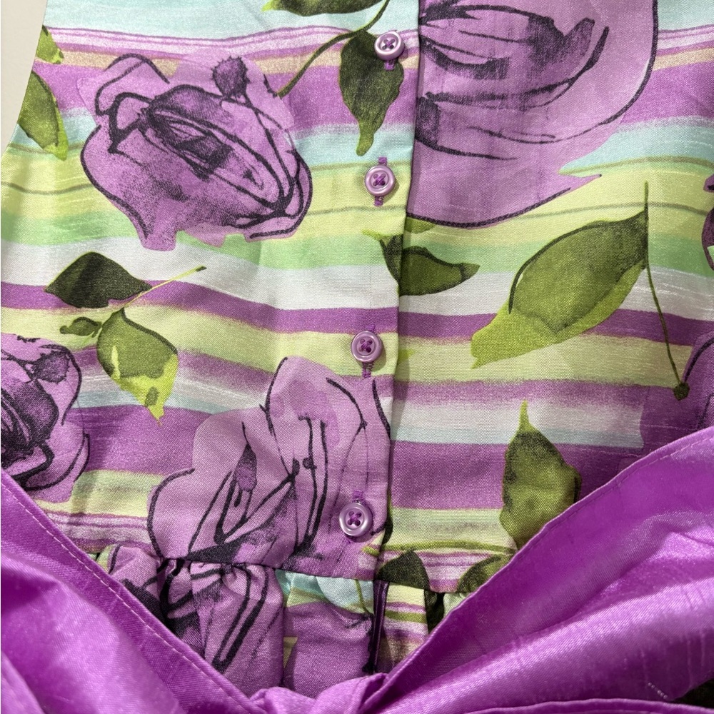 Floral Striped Dress with Purple Accents - Picture 9 of 10